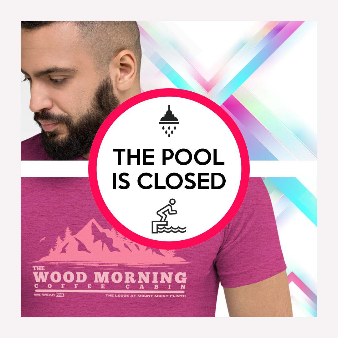 Model wearing The Wood Morning Coffee Cabin Ranger Tee in PINK