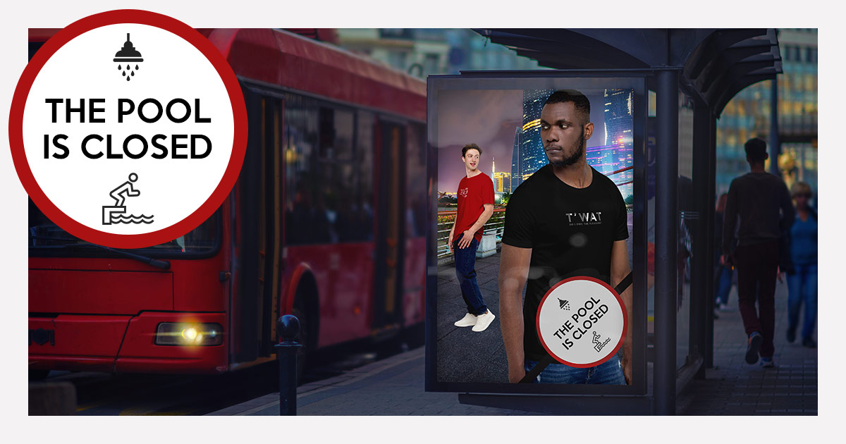 UK Bus Stop with 2 models wearing TURNIP TEEZ T-shirts on the billboard.