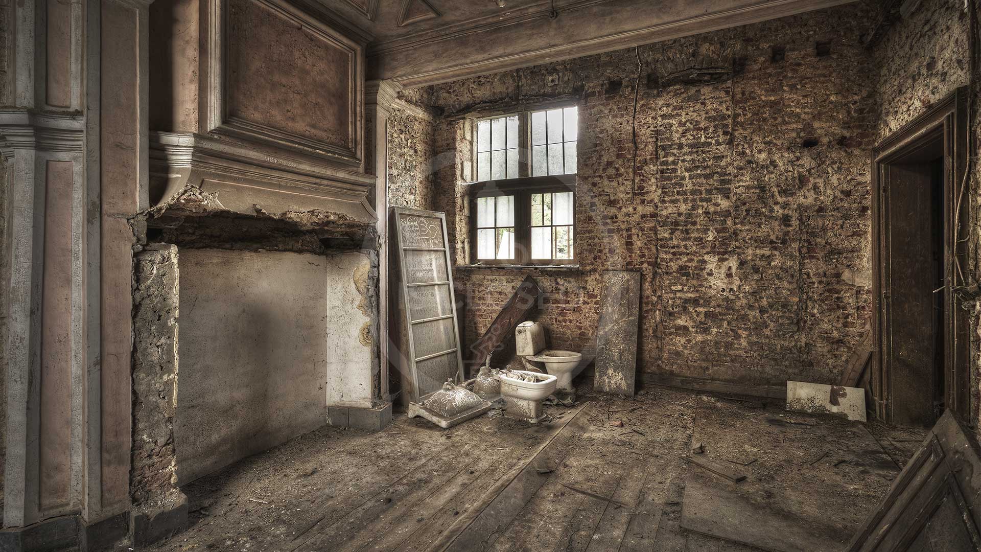 The shitter is in the living room.