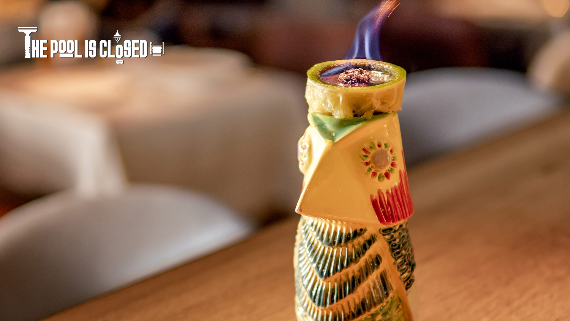 A flaming Tiki beverage
